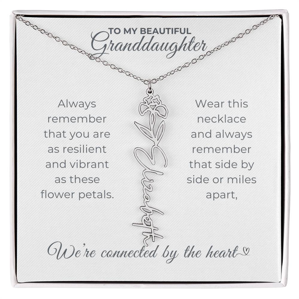 To My Beautiful Granddaughter-"Vibrant and Resilient" Birth Month Name Necklace