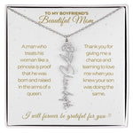 To My Boyfriend's Beautiful Mom-"A Queen" Birth Month Name Necklace