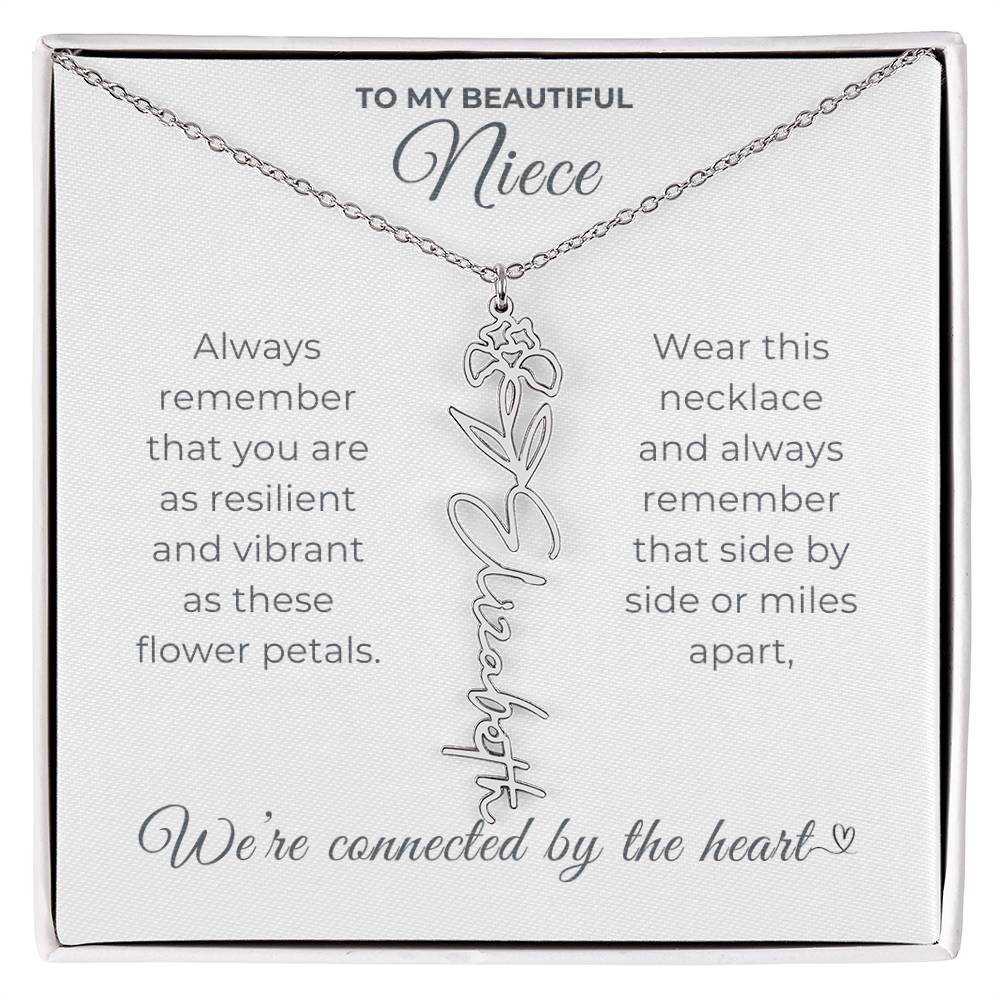 To My Beautiful Niece-"Vibrant Flower" Birth Month Name Necklace