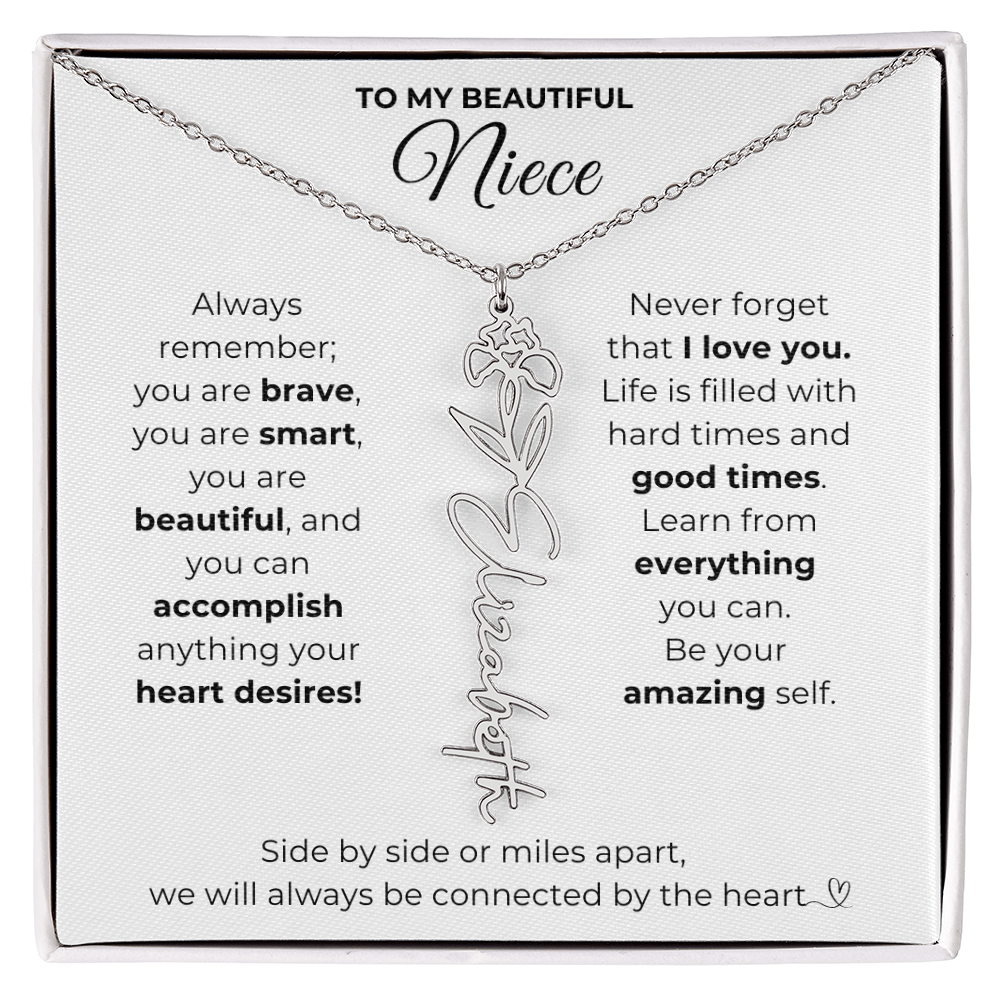 Personalized Name Necklace with Birth Flower For Niece-Be Your Amazing Self