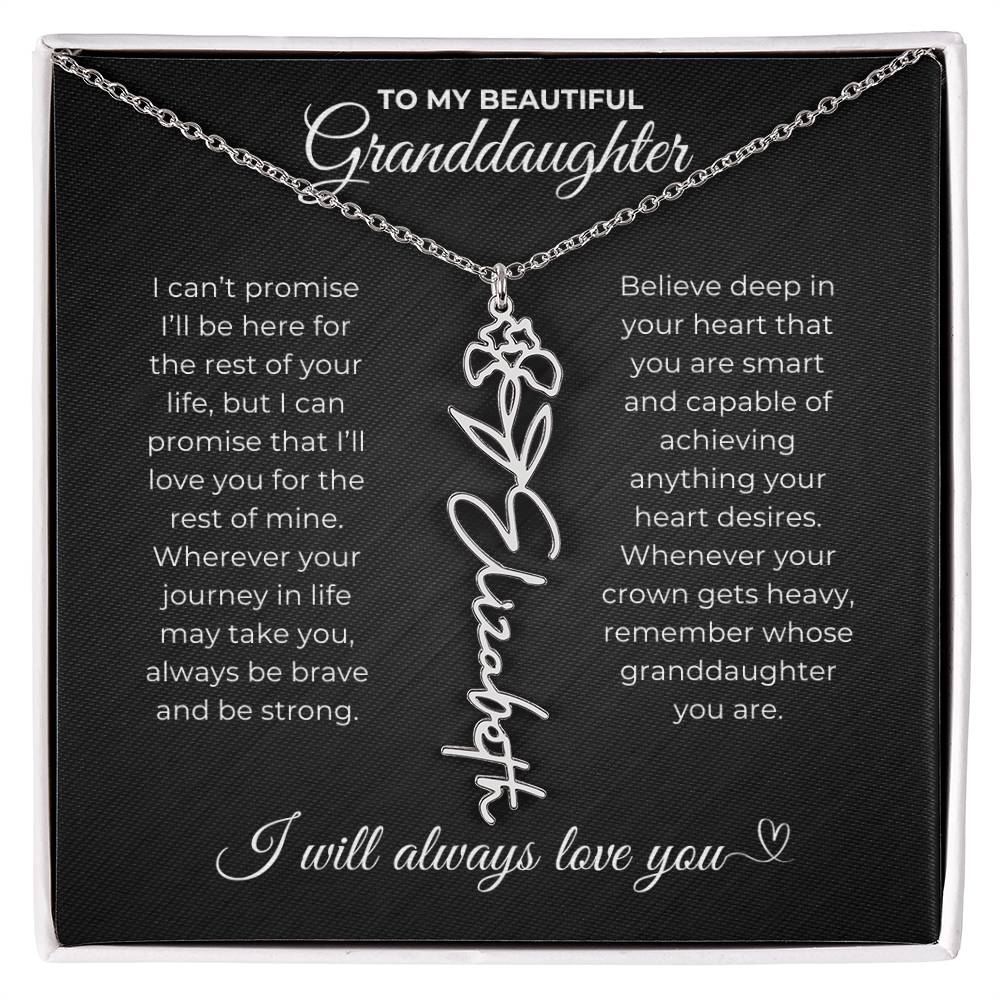 To My Beautiful Granddaughter-"Be Brave and Strong" Birth Month Name Necklace