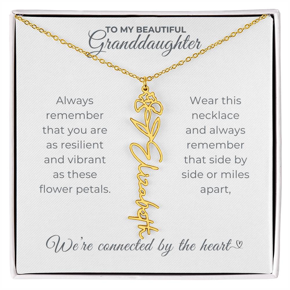 To My Beautiful Granddaughter-"Vibrant and Resilient" Birth Month Name Necklace