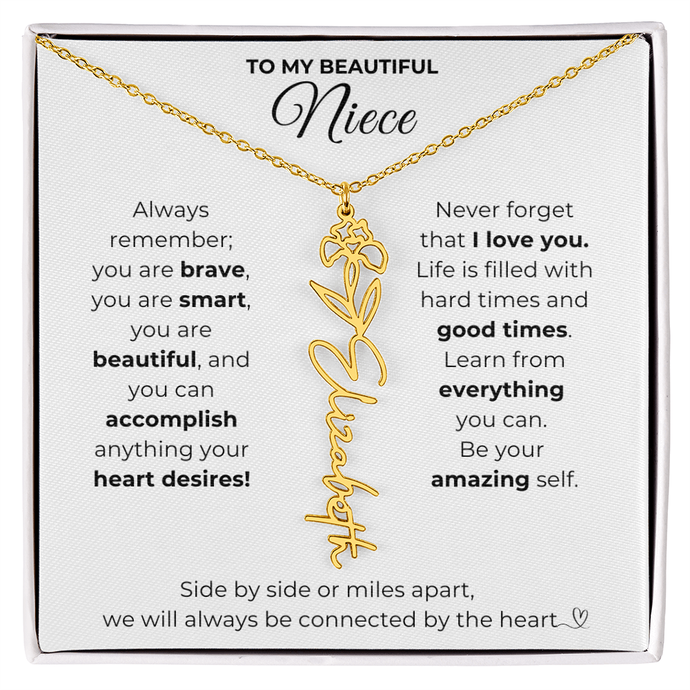 Personalized Name Necklace with Birth Flower For Niece-Be Your Amazing Self