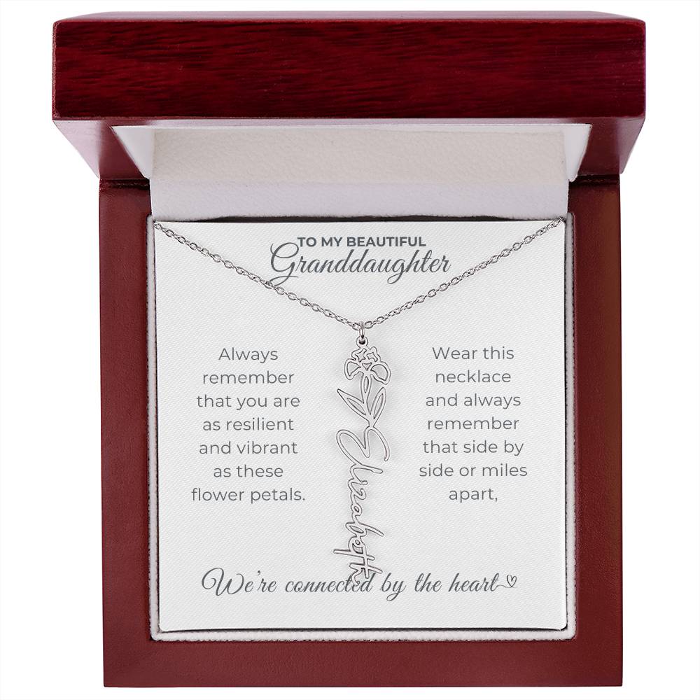 To My Beautiful Granddaughter-"Vibrant and Resilient" Birth Month Name Necklace