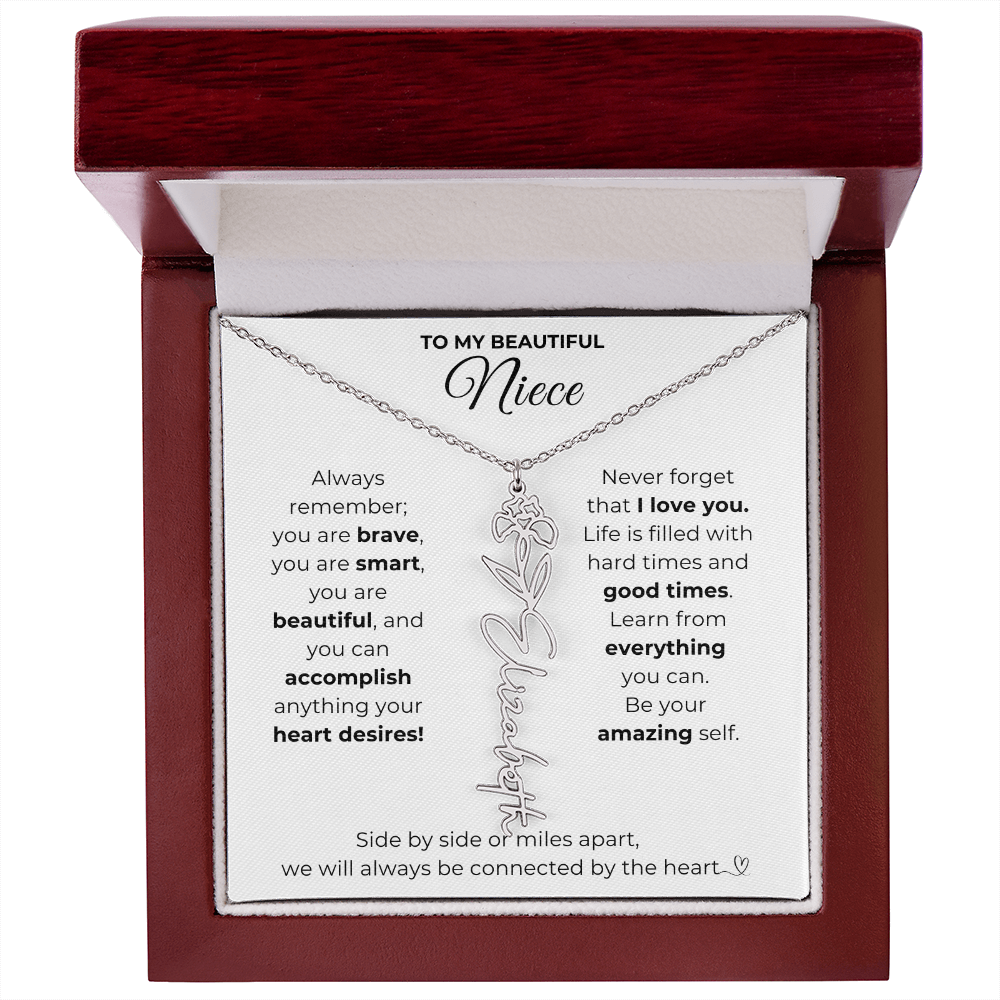 Personalized Name Necklace with Birth Flower For Niece-Be Your Amazing Self