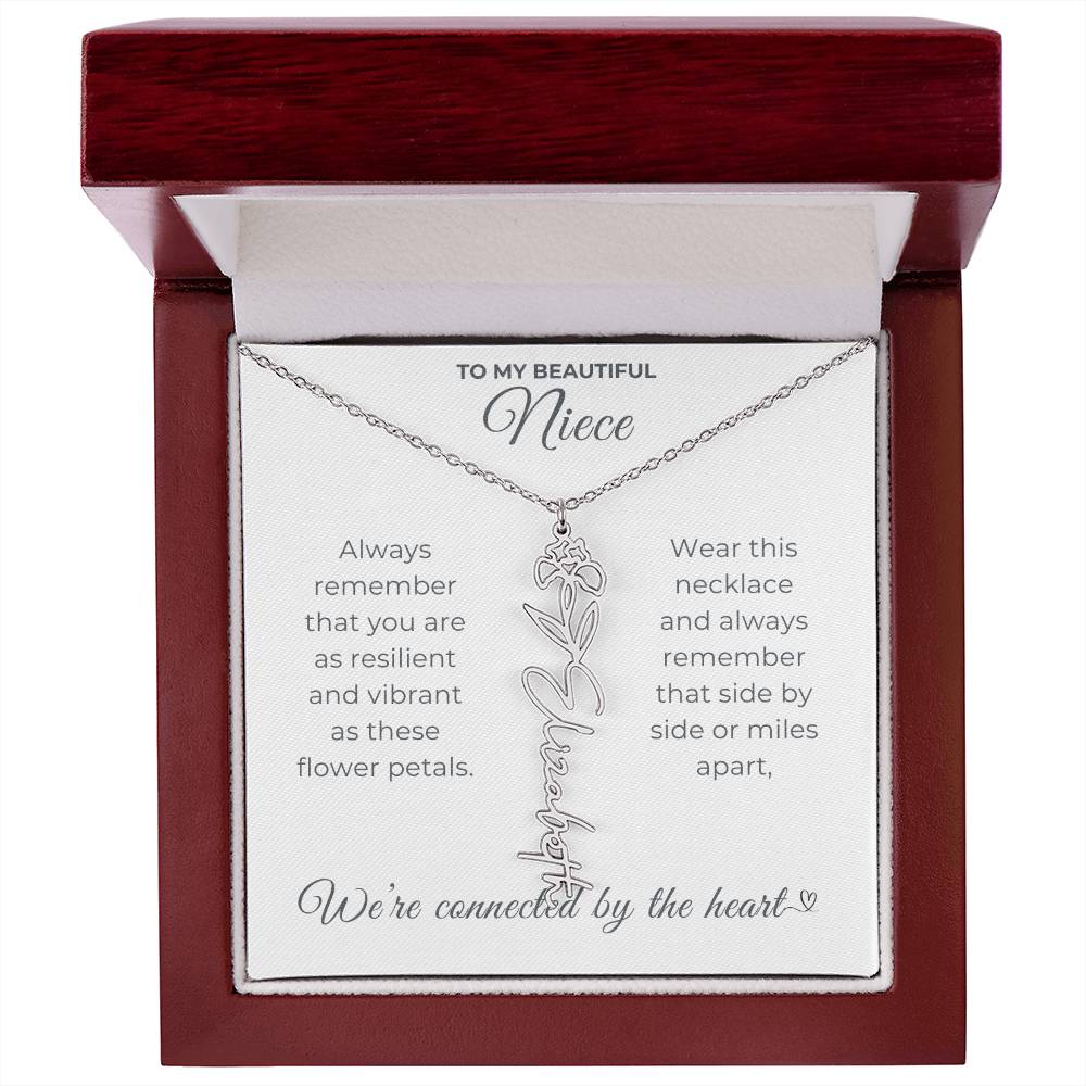 To My Beautiful Niece-"Vibrant Flower" Birth Month Name Necklace