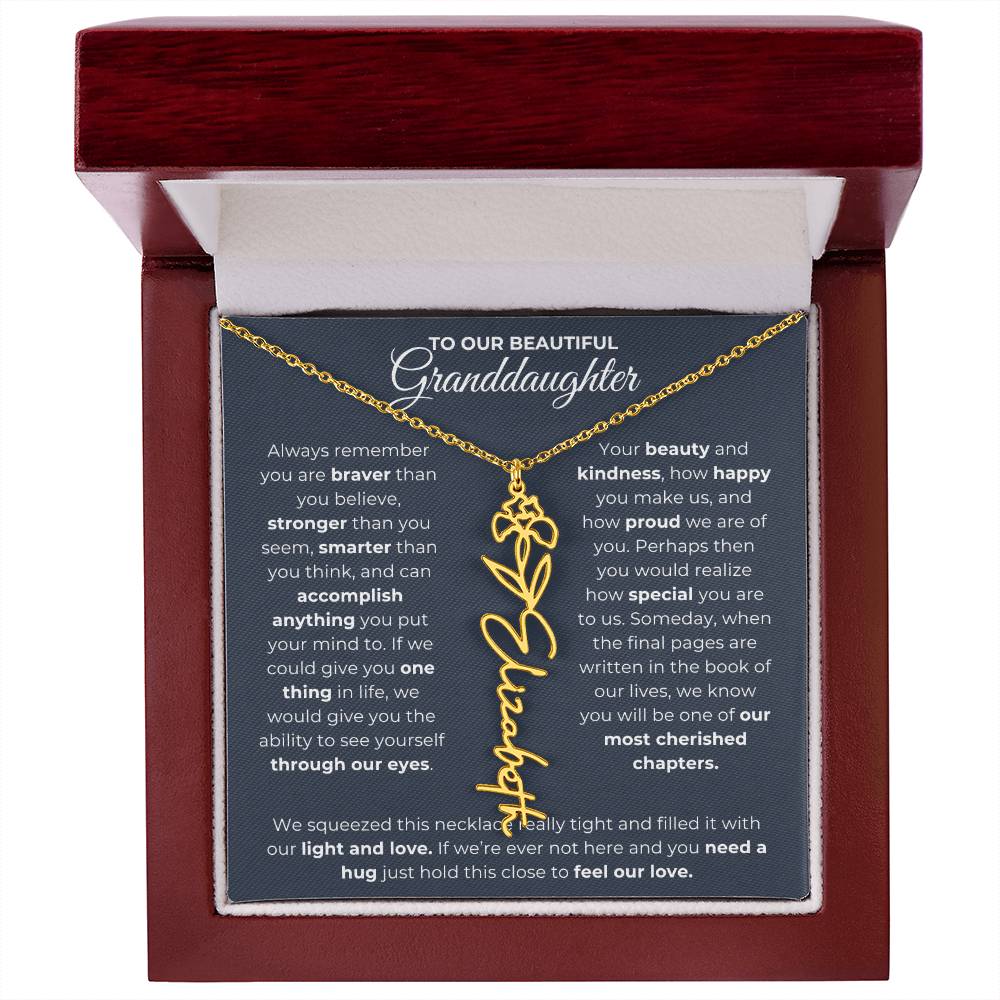 To My Beautiful Granddaughter-"Always Remember" Birth Month Name Necklace