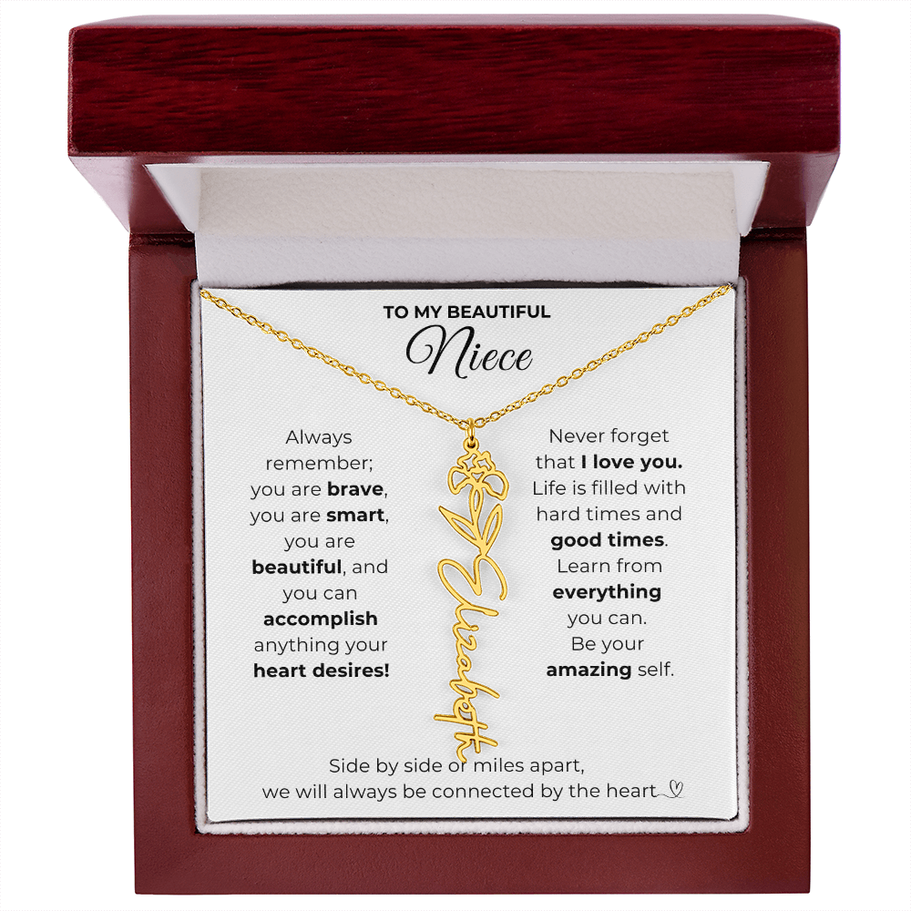 Personalized Name Necklace with Birth Flower For Niece-Be Your Amazing Self