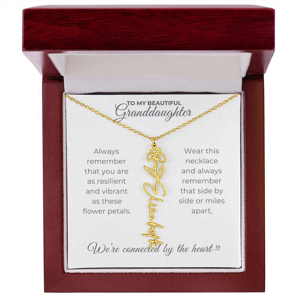 To My Beautiful Granddaughter-"Vibrant and Resilient" Birth Month Name Necklace