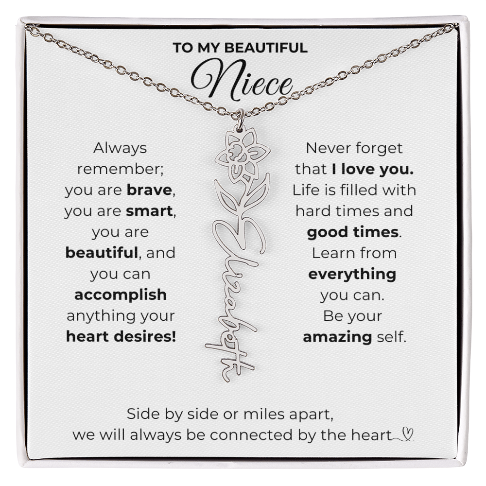 Personalized Name Necklace with Birth Flower For Niece-Be Your Amazing Self
