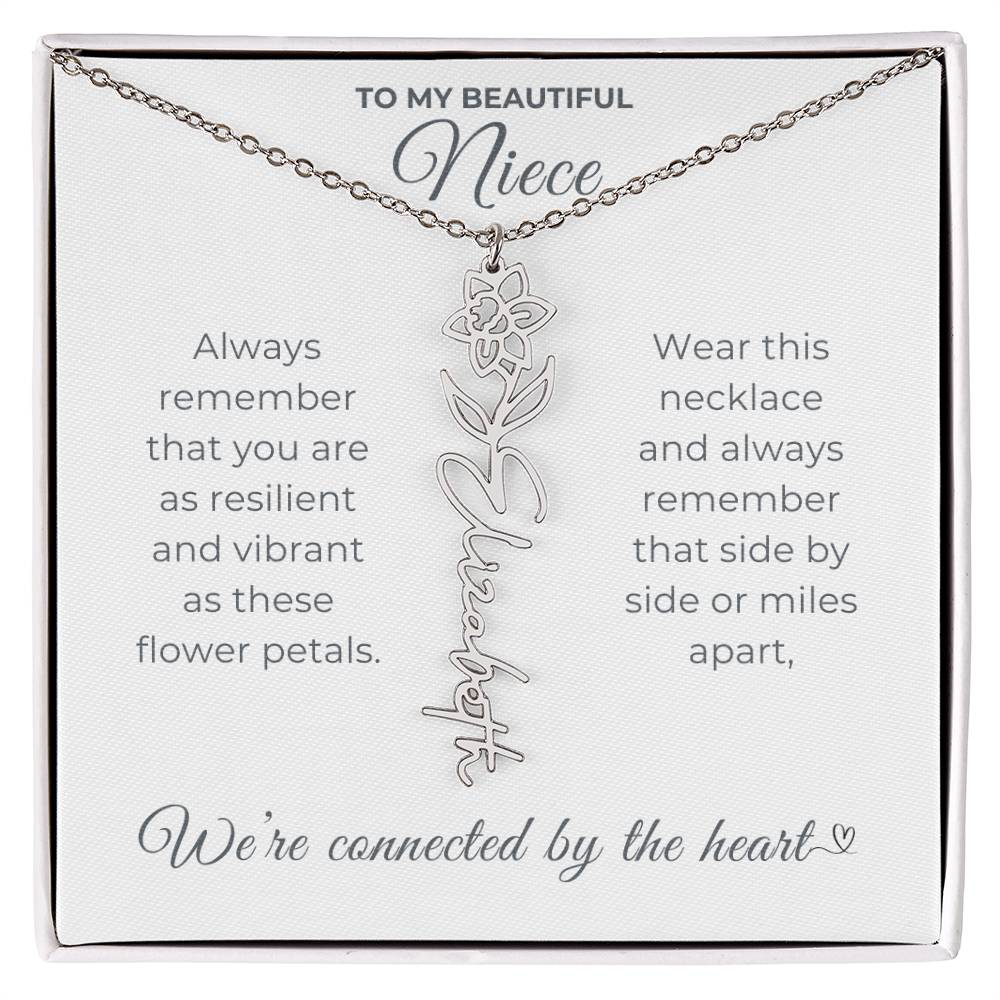 To My Beautiful Niece-"Vibrant Flower" Birth Month Name Necklace