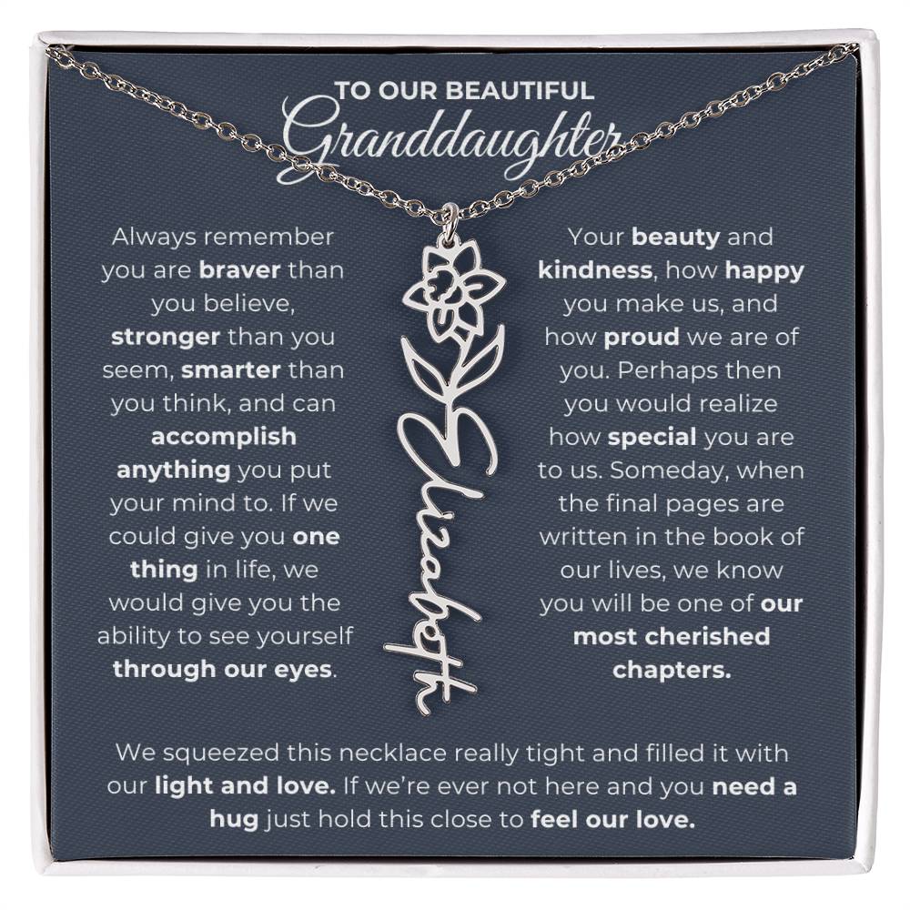 To My Beautiful Granddaughter-"Always Remember" Birth Month Name Necklace