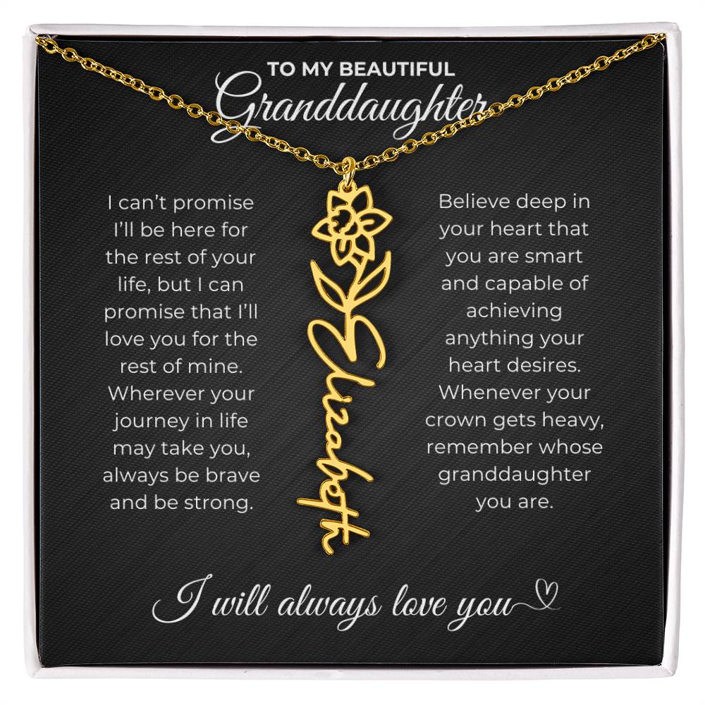 To My Beautiful Granddaughter-"Be Brave and Strong" Birth Month Name Necklace