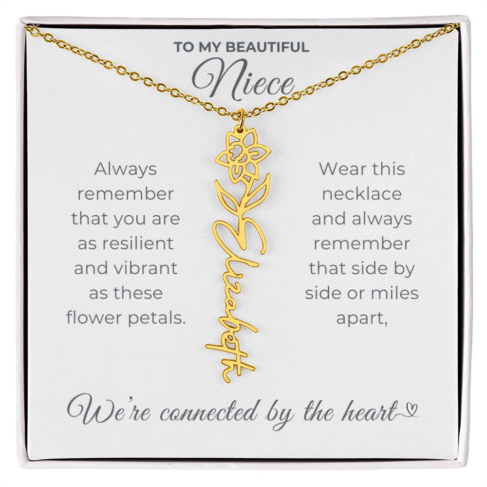 To My Beautiful Niece-"Vibrant Flower" Birth Month Name Necklace