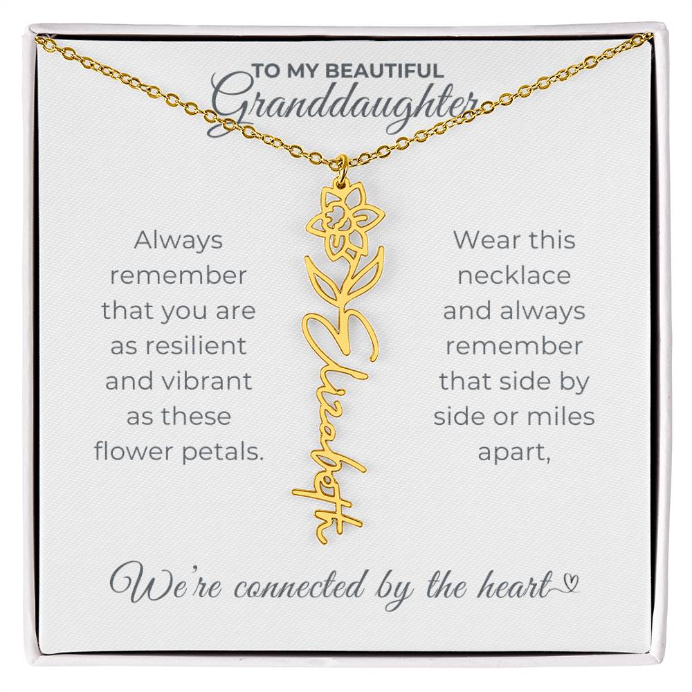 To My Beautiful Granddaughter-"Vibrant and Resilient" Birth Month Name Necklace