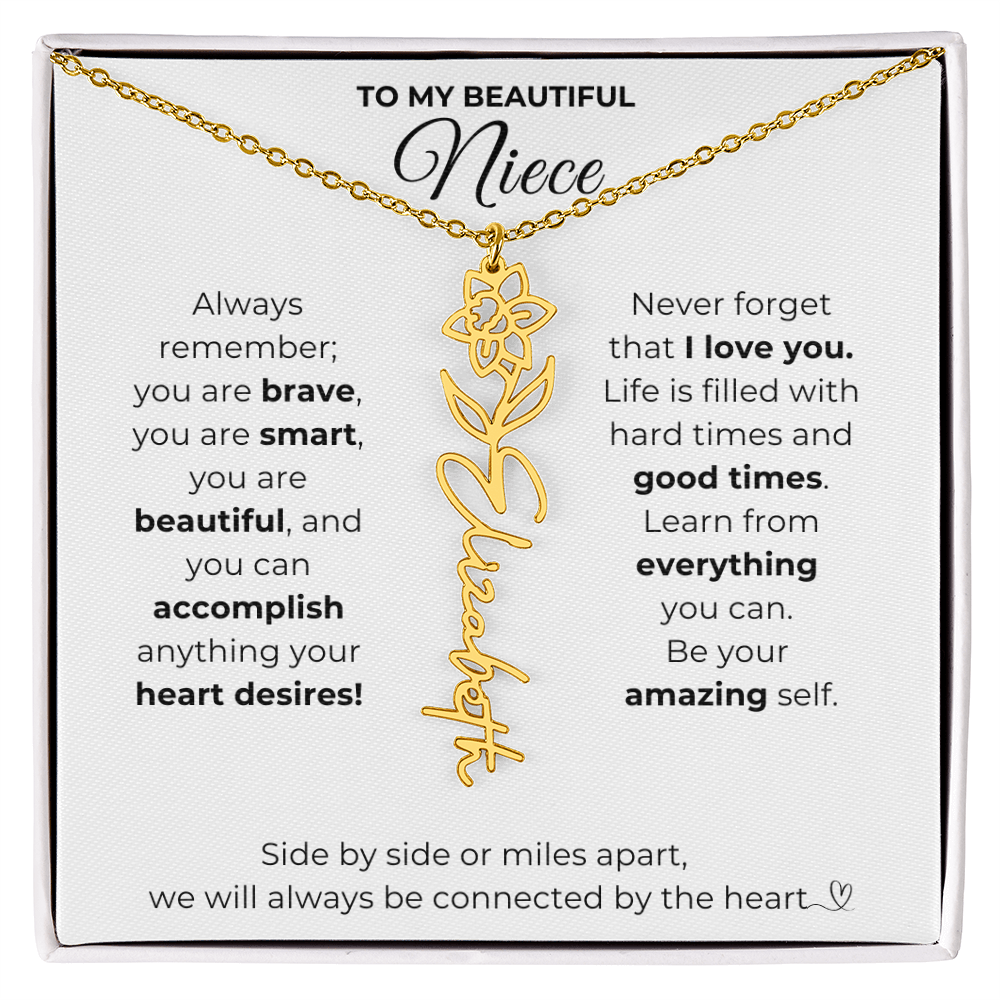 Personalized Name Necklace with Birth Flower For Niece-Be Your Amazing Self