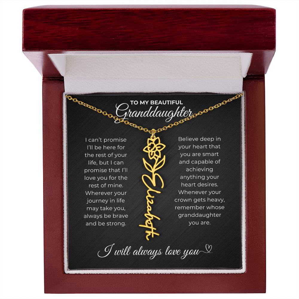 To My Beautiful Granddaughter-"Be Brave and Strong" Birth Month Name Necklace