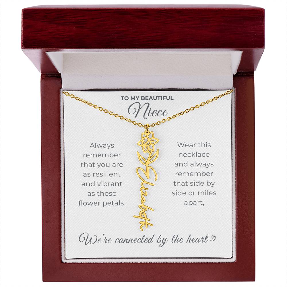 To My Beautiful Niece-"Vibrant Flower" Birth Month Name Necklace