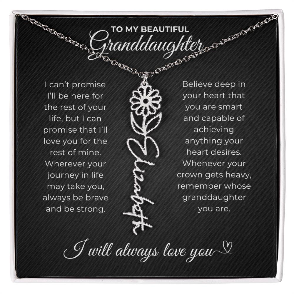 To My Beautiful Granddaughter-"Be Brave and Strong" Birth Month Name Necklace