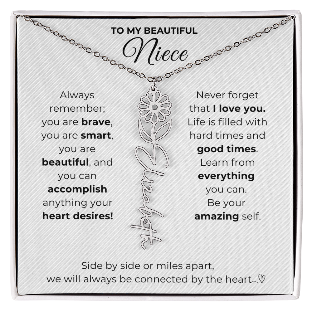 Personalized Name Necklace with Birth Flower For Niece-Be Your Amazing Self