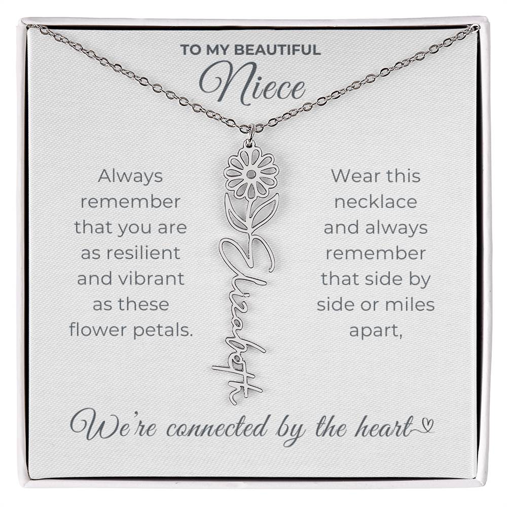 To My Beautiful Niece-"Vibrant Flower" Birth Month Name Necklace