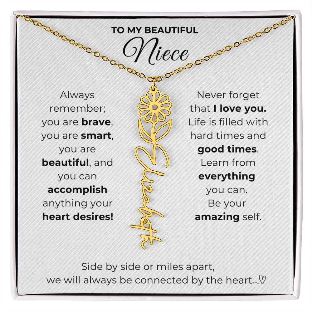 Personalized Name Necklace with Birth Flower For Niece-Be Your Amazing Self
