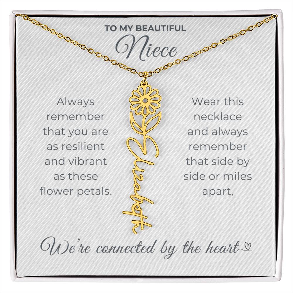 To My Beautiful Niece-"Vibrant Flower" Birth Month Name Necklace