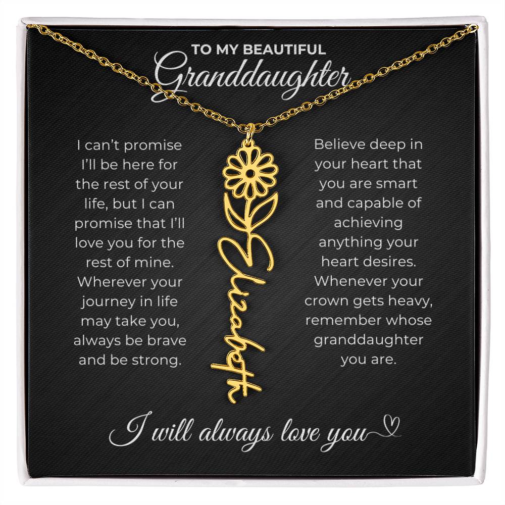 To My Beautiful Granddaughter-"Be Brave and Strong" Birth Month Name Necklace