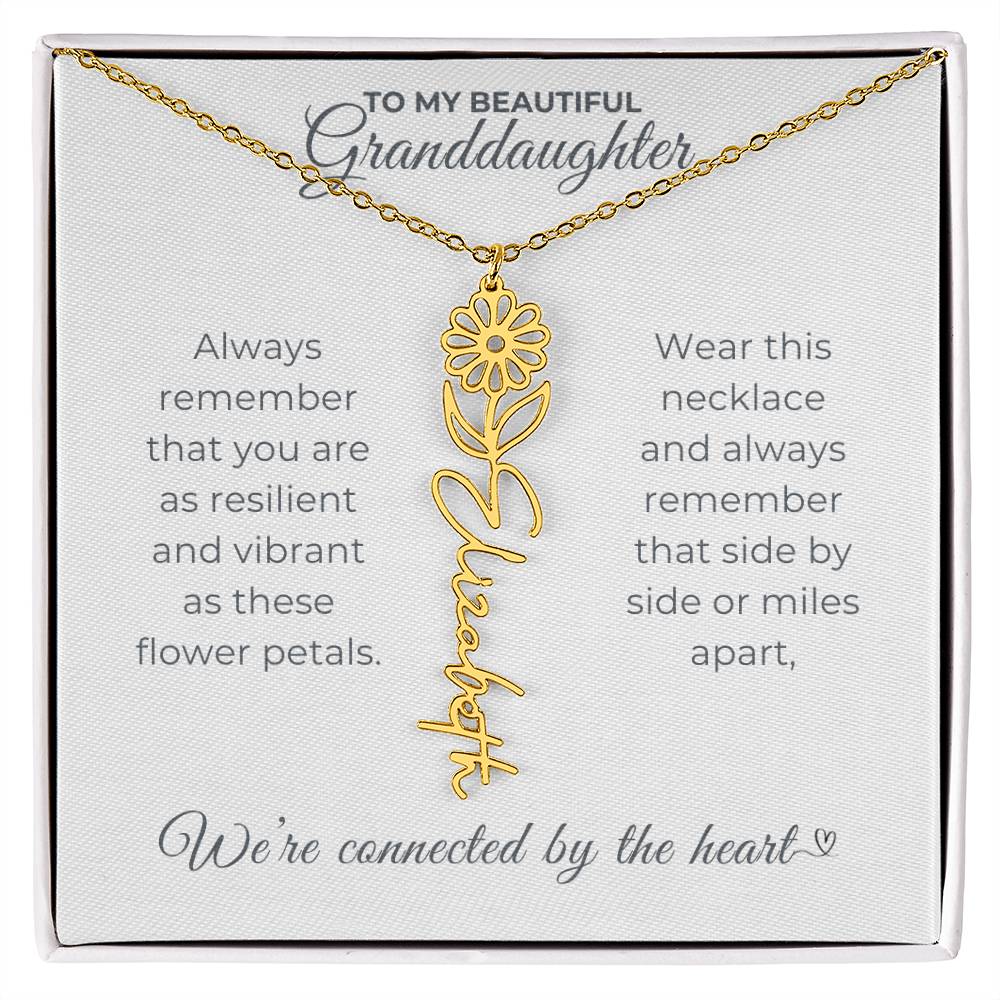 To My Beautiful Granddaughter-"Vibrant and Resilient" Birth Month Name Necklace