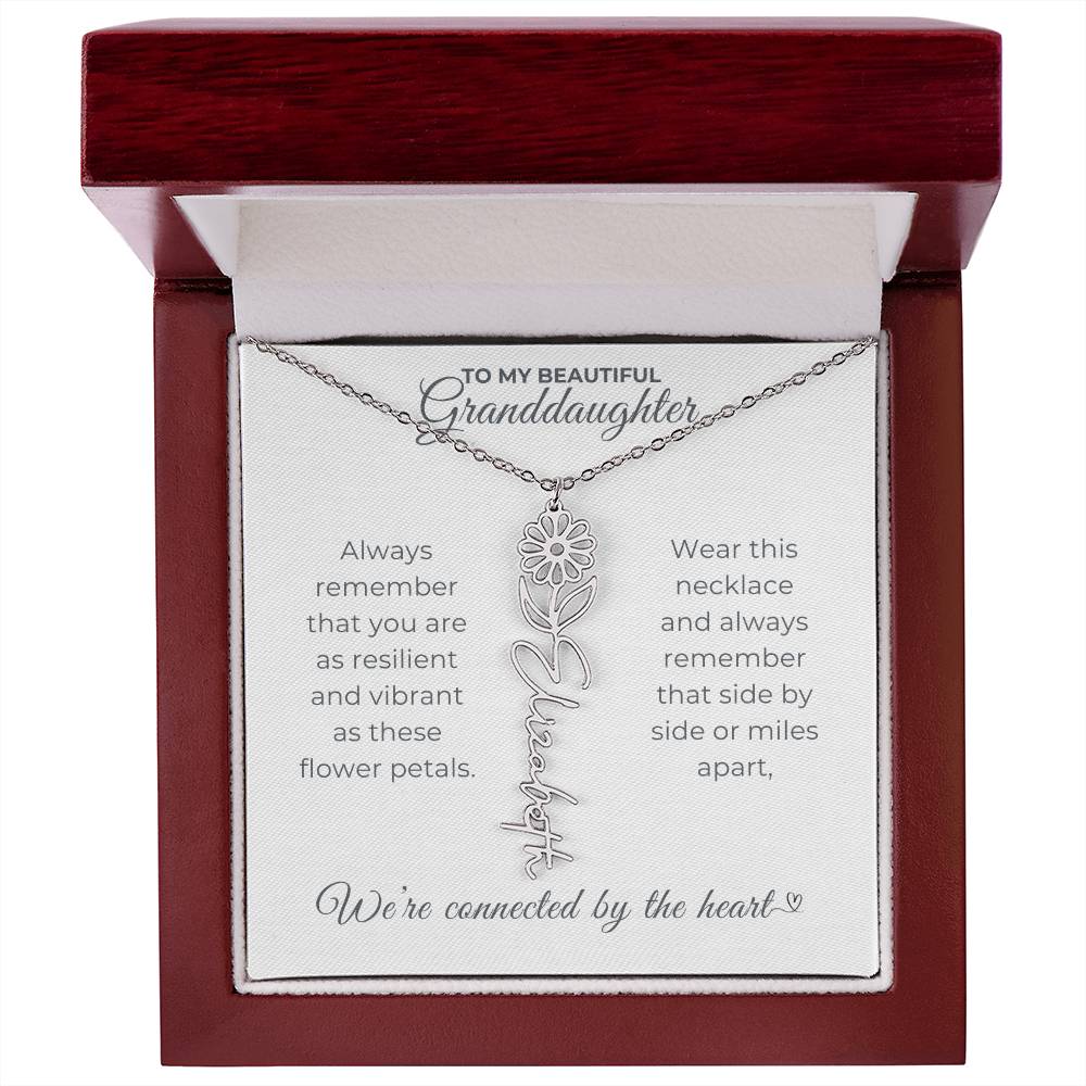 To My Beautiful Granddaughter-"Vibrant and Resilient" Birth Month Name Necklace