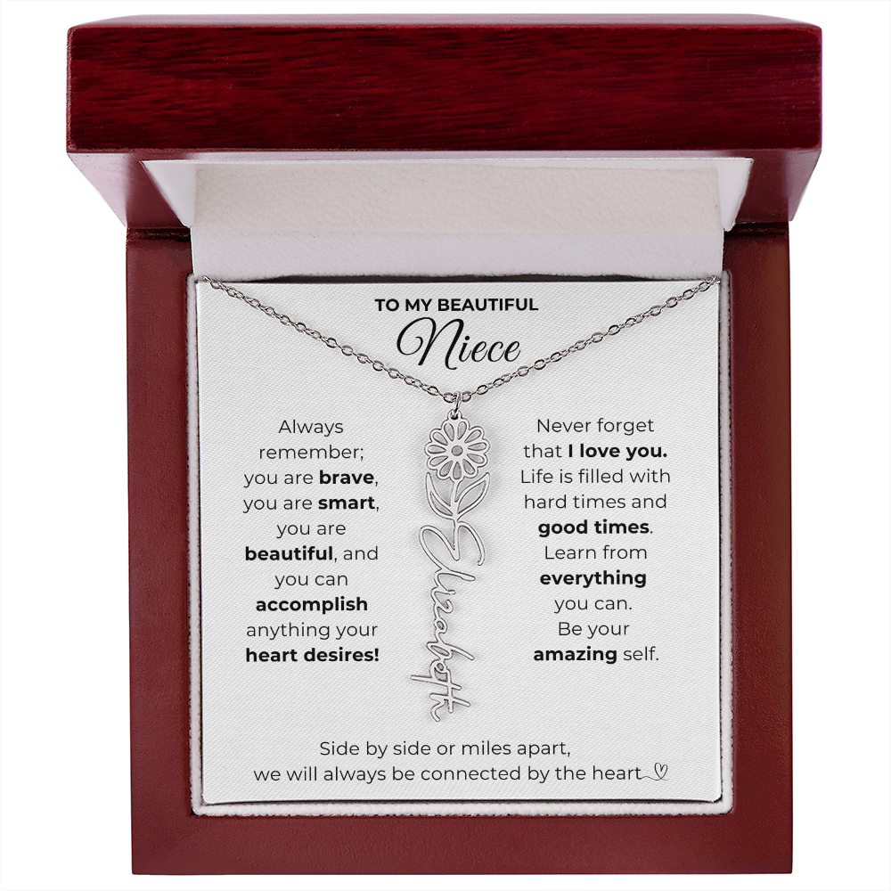 Personalized Name Necklace with Birth Flower For Niece-Be Your Amazing Self