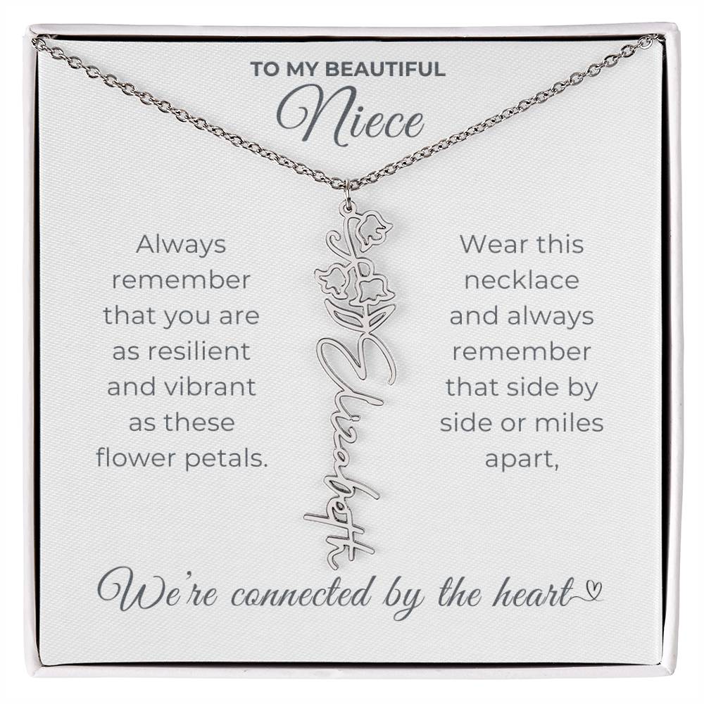 To My Beautiful Niece-"Vibrant Flower" Birth Month Name Necklace