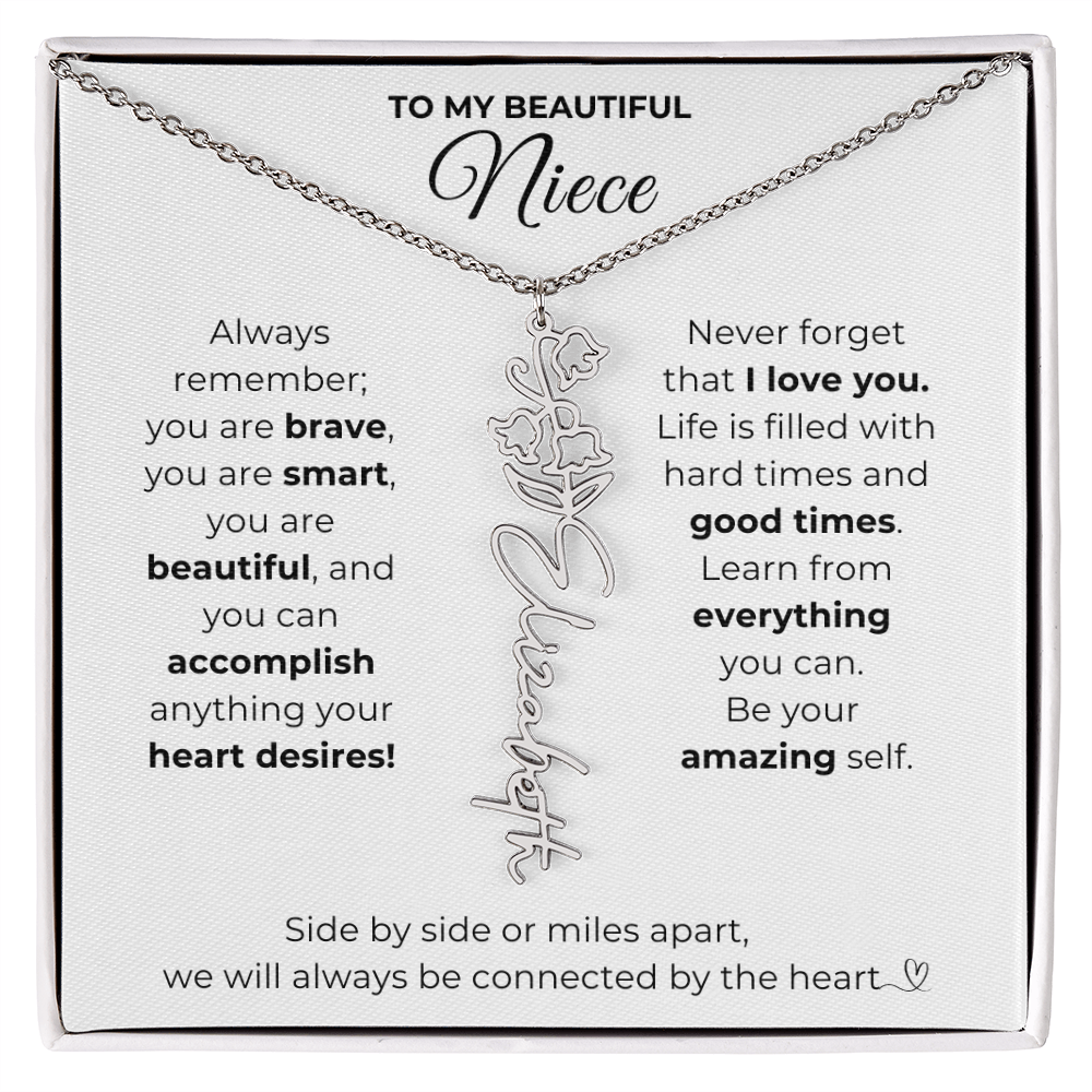 Personalized Name Necklace with Birth Flower For Niece-Be Your Amazing Self