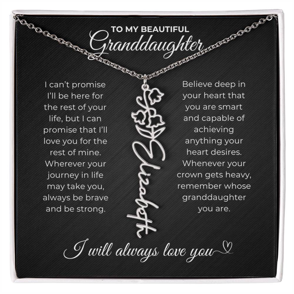 To My Beautiful Granddaughter-"Be Brave and Strong" Birth Month Name Necklace