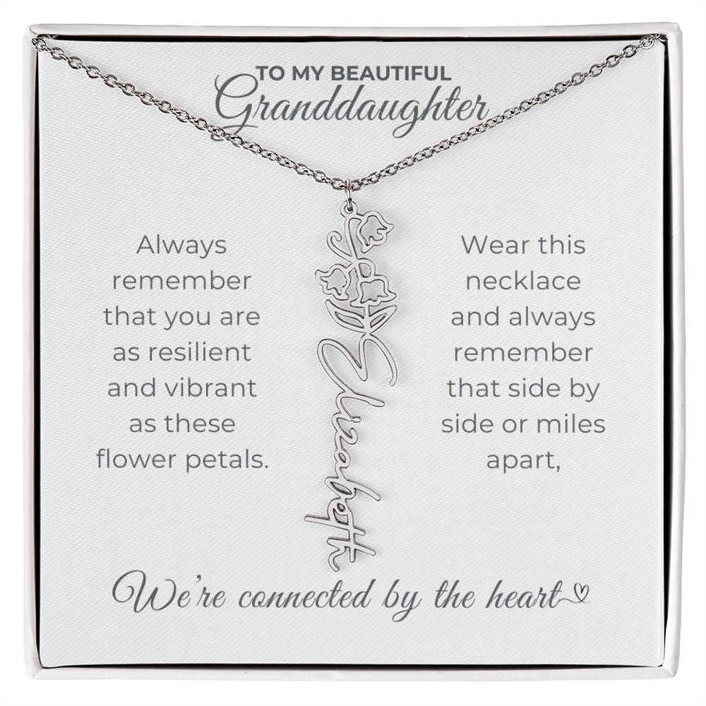 To My Beautiful Granddaughter-"Vibrant and Resilient" Birth Month Name Necklace