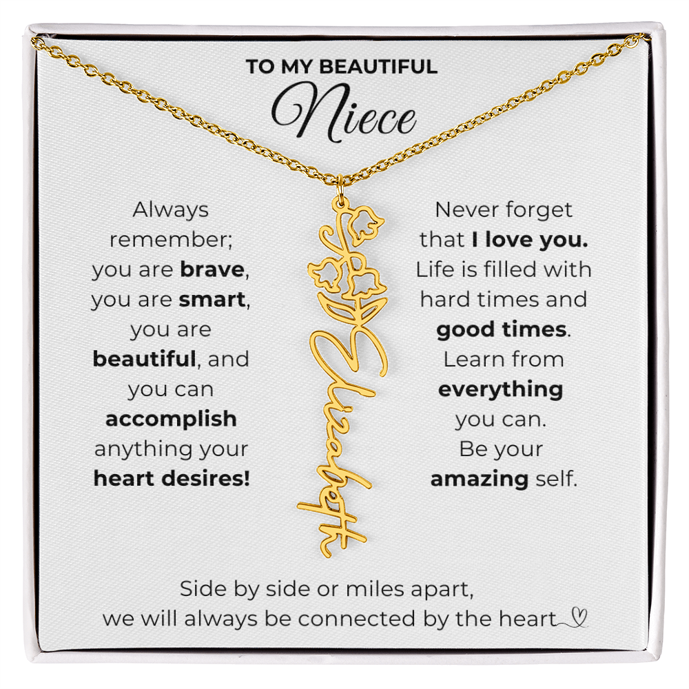 Personalized Name Necklace with Birth Flower For Niece-Be Your Amazing Self