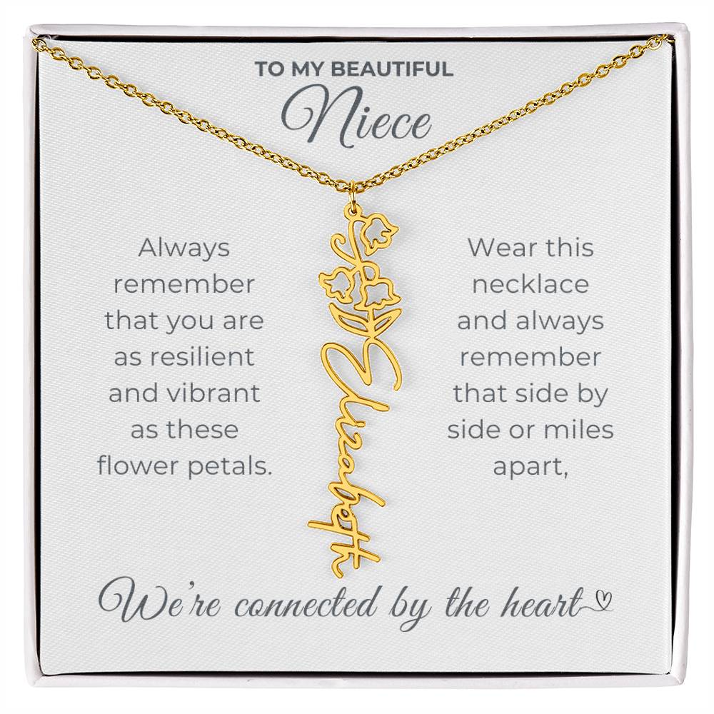 To My Beautiful Niece-"Vibrant Flower" Birth Month Name Necklace