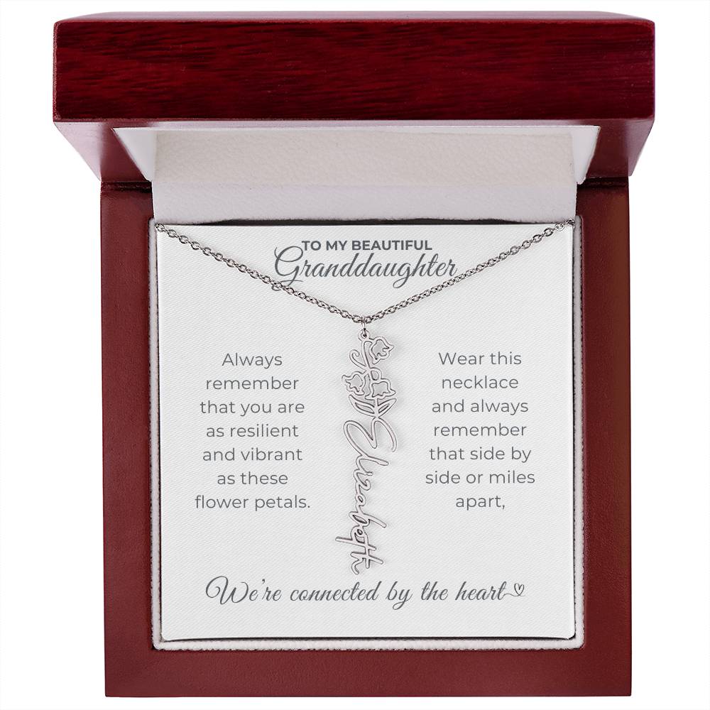 To My Beautiful Granddaughter-"Vibrant and Resilient" Birth Month Name Necklace