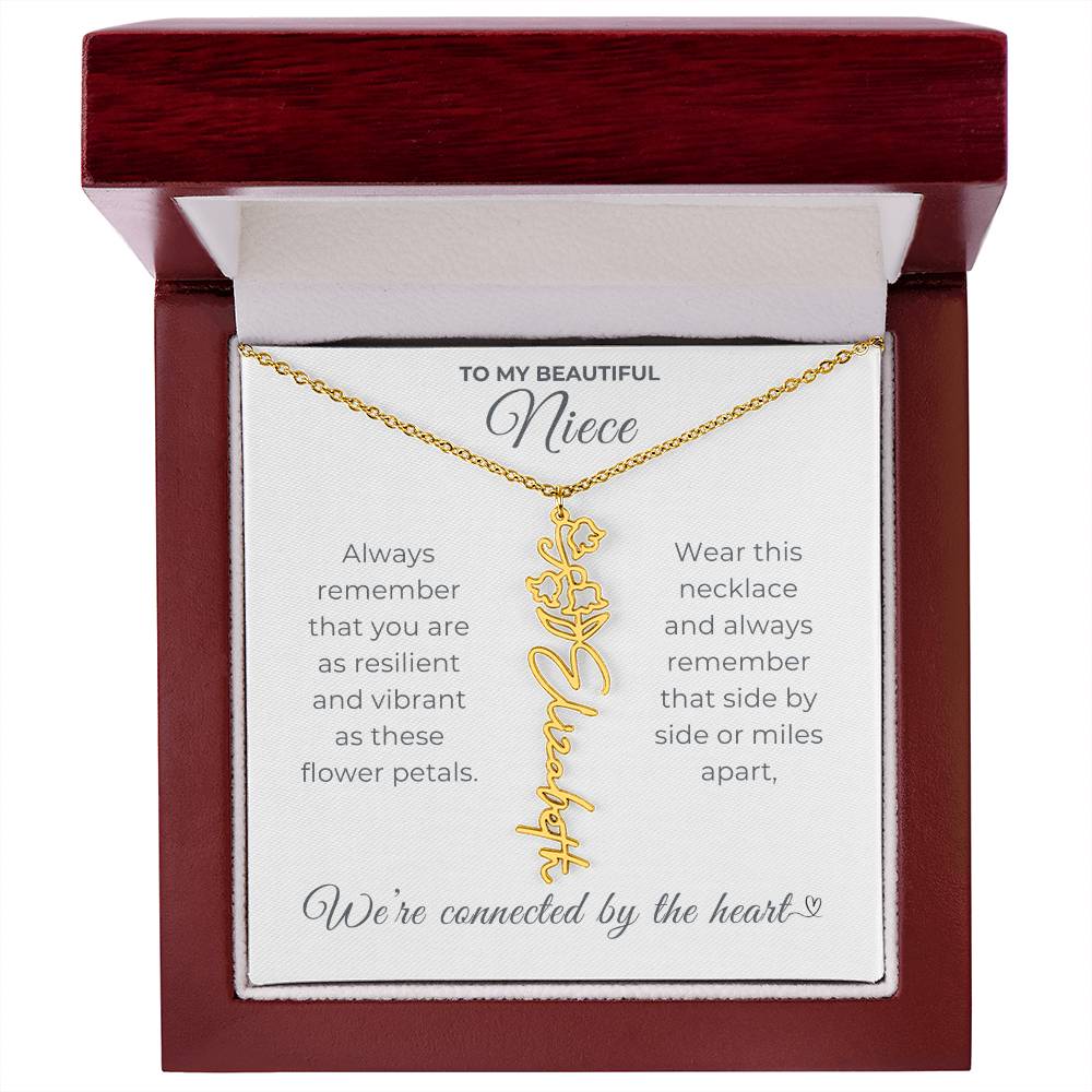 To My Beautiful Niece-"Vibrant Flower" Birth Month Name Necklace