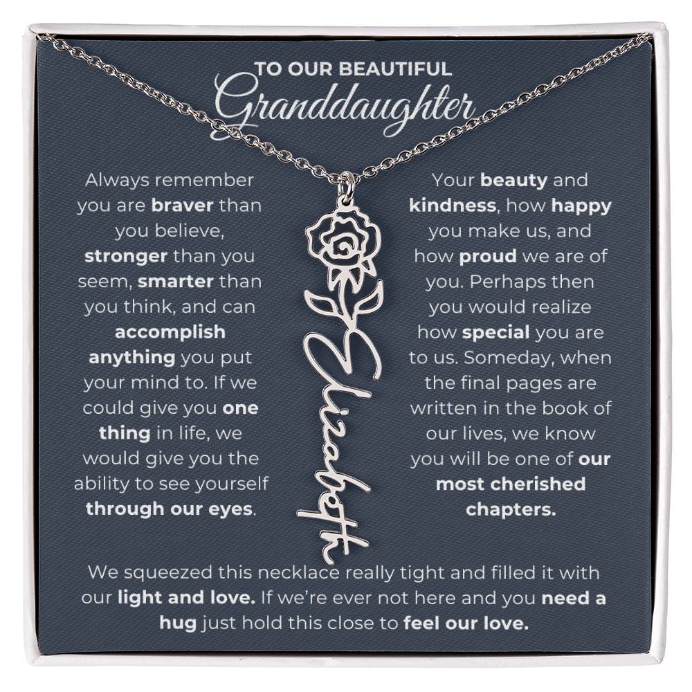 To My Beautiful Granddaughter-"Always Remember" Birth Month Name Necklace