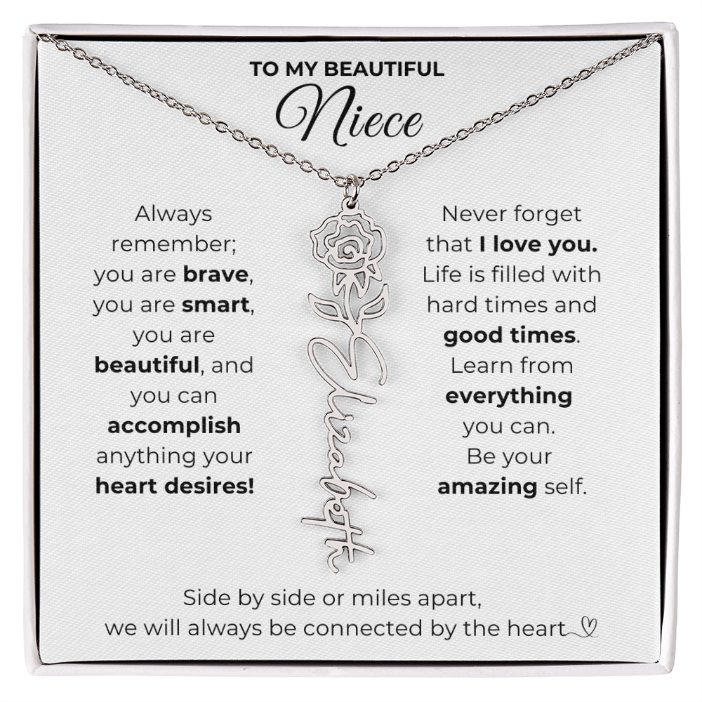 Personalized Name Necklace with Birth Flower For Niece-Be Your Amazing Self