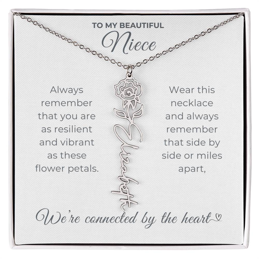 To My Beautiful Niece-"Vibrant Flower" Birth Month Name Necklace