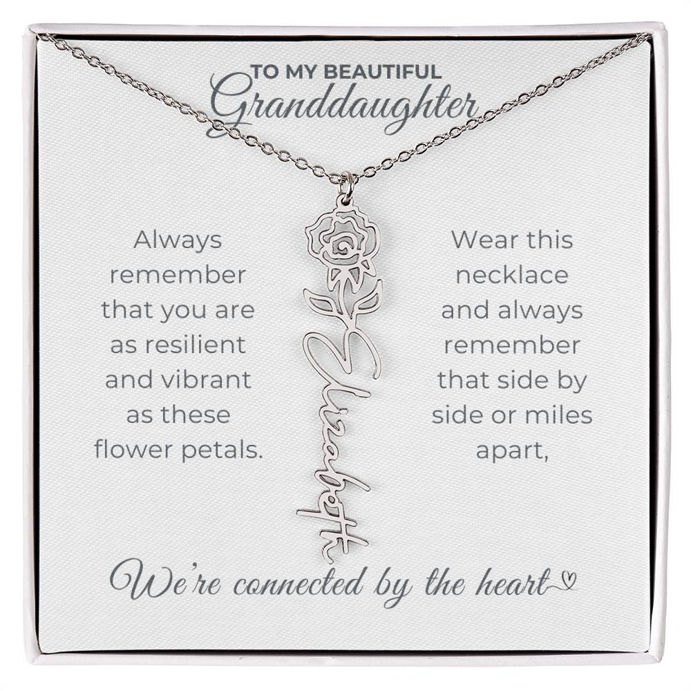 To My Beautiful Granddaughter-"Vibrant and Resilient" Birth Month Name Necklace