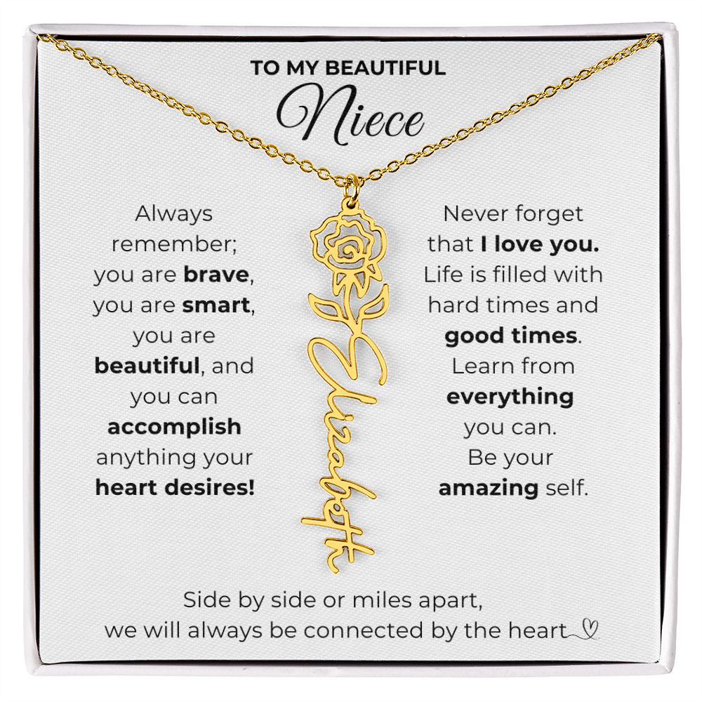 Personalized Name Necklace with Birth Flower For Niece-Be Your Amazing Self