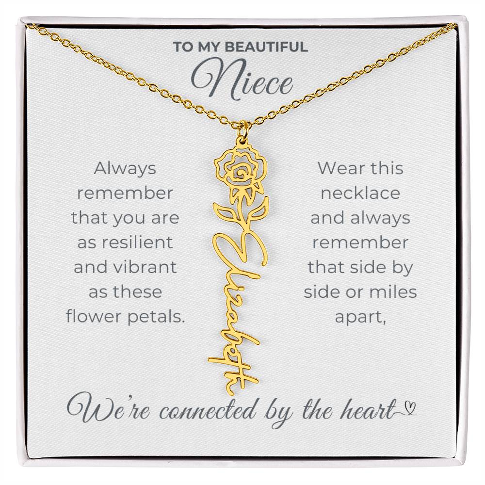 To My Beautiful Niece-"Vibrant Flower" Birth Month Name Necklace