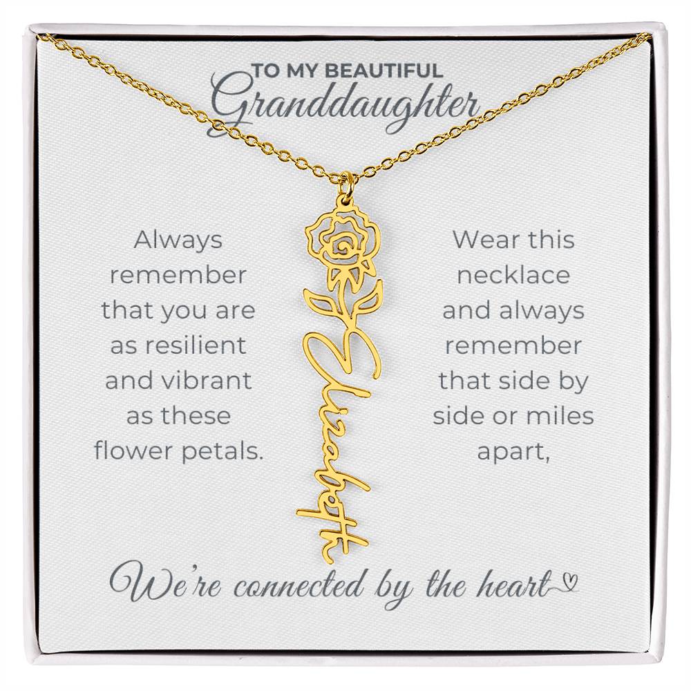 To My Beautiful Granddaughter-"Vibrant and Resilient" Birth Month Name Necklace