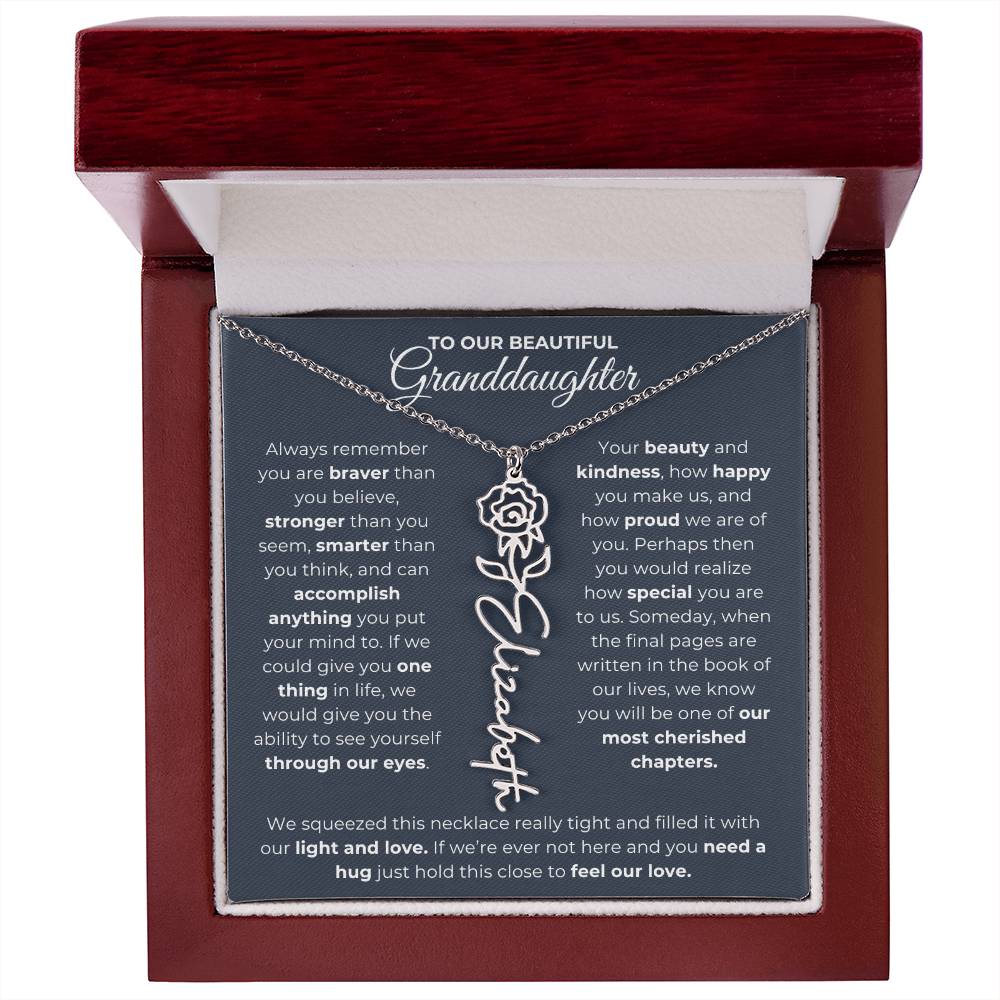 To My Beautiful Granddaughter-"Always Remember" Birth Month Name Necklace