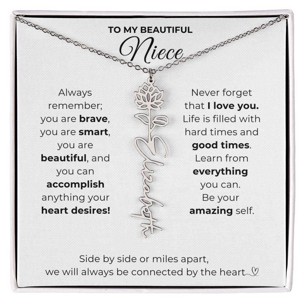 Personalized Name Necklace with Birth Flower For Niece-Be Your Amazing Self