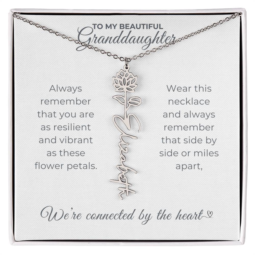 To My Beautiful Granddaughter-"Vibrant and Resilient" Birth Month Name Necklace