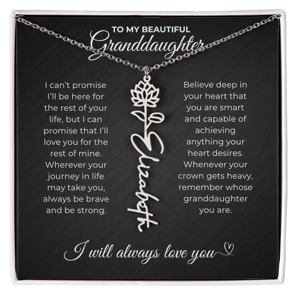 To My Beautiful Granddaughter-"Be Brave and Strong" Birth Month Name Necklace